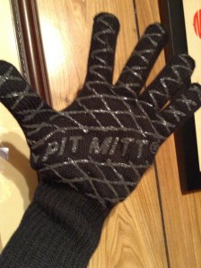 Though my present was Luna's bionic knee, I did get some stocking stuffers, like this BBQ mitt to keep me from burning the hair off my arm each time I cook the fish. 