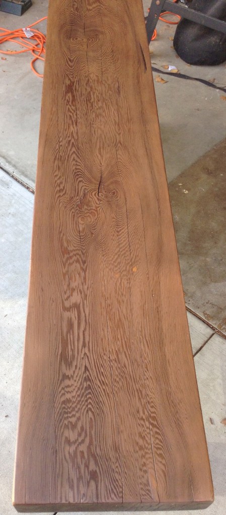 To darken the top, I used four coats of the stain. There's nothing like old wood. It's heavy and the grain pattern is much better than newer wood.