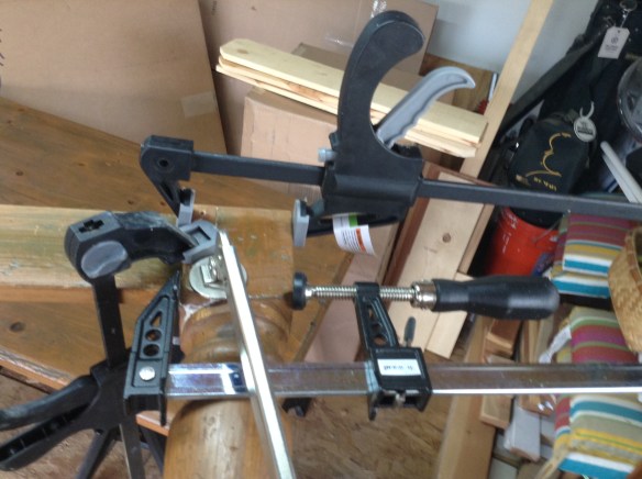 More clamps. It took at least this number of clamps to fix each leg. Sometimes more. It was puzzle-like.